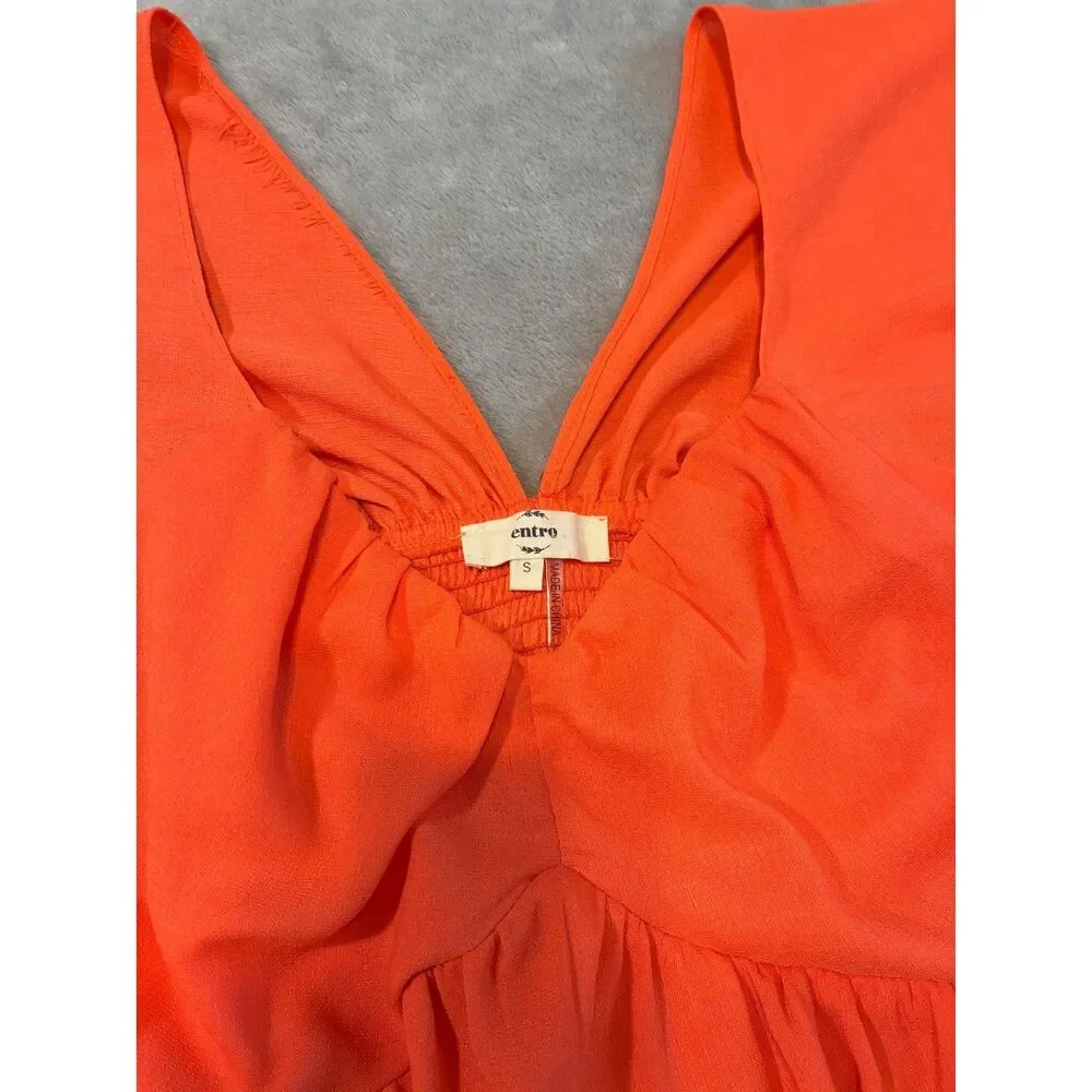 Entro Babydoll Orange Blouse - Picture 2 of 6